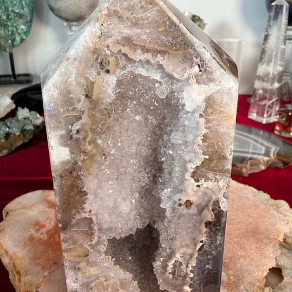 ✨ Agate Druzy Geode Tower — Extra Grade | Sparkly Quartz | Natural Banding ✨ - Picture 11 of 11